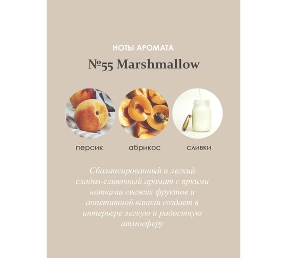 Ароматический диффузор в стеклянном флаконе Aroma republic №55 Marshmallow, 30 мл 93805