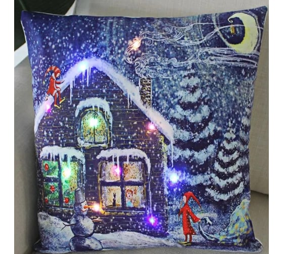 Наволочка ZDK Homium со светодиодной подсветкой Merry Christmas цвет синий NYpillowcase4