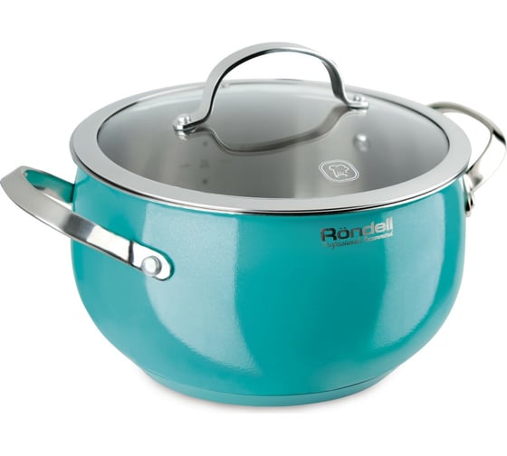Кастрюля RONDELL Turquoise с крышкой 18 см 2.8 л RDS-717 1