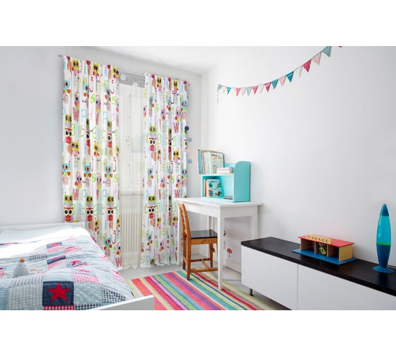 Комплект штор на тесьме Kauffort Совы, 2 шторы 160x270 см, тюль 300x270 см 123007635