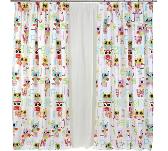 Комплект штор на тесьме Kauffort Совы, 2 шторы 160x270 см, тюль 300x270 см 123007635