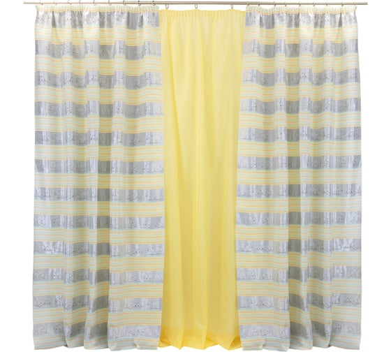 Комплект штор на тесьме Kauffort  Мишки, 2 шторы 140x270 см, тюль 300x270 см 123006160