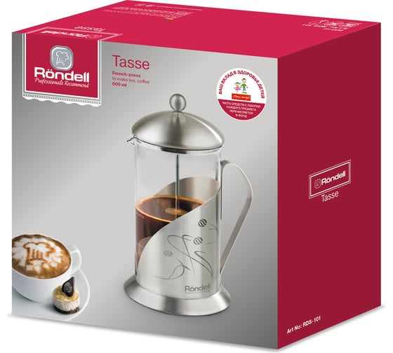 Френч-пресс RONDELL Tasse 0.6 л нержавеющая сталь RDS-101
