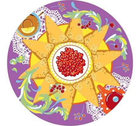 Разделочная доска МУЛЬТИДОМ Широкая Масленица подставка под горячее, D 20 см, 3 дизайна VL48-46