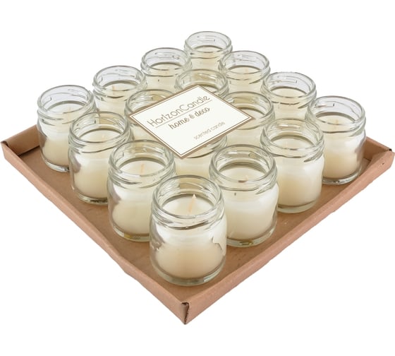 Свеча в стекле MIR LIGHT HorizonCandle БЕЖЕВАЯ ВАНИЛЬ 45х50 мм, 16 шт. СС-100605