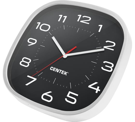 Настенные часы Centek черный диаметр 30 см, шаговый ход, кварцевый механизм CT-7106 Black