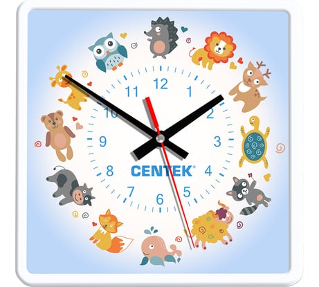 Настенные часы Centek дети 25x25 см, квадрат, шаговый ход, кварцевый механизм CT-7103 Kids