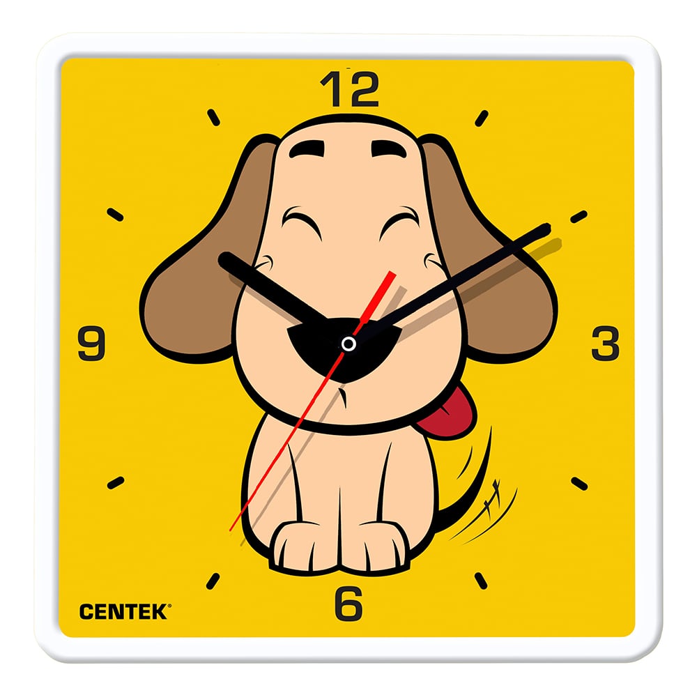 Настенные часы  щенок 25x25 см, квадрат, шаговый ход, кварцевый .