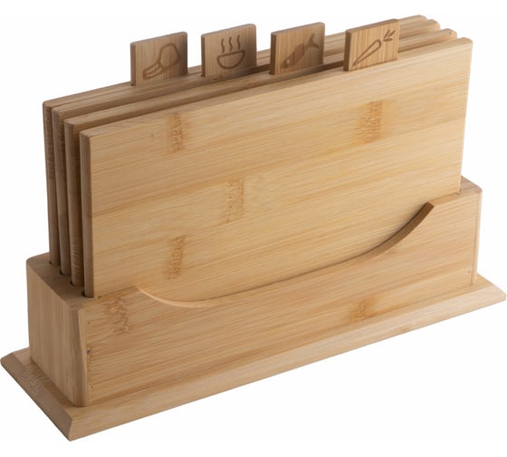 Набор из 4 разделочных досок на подставке TAVOLONE Roan бамбук, 22x16x0,8 см 806809002058 1
