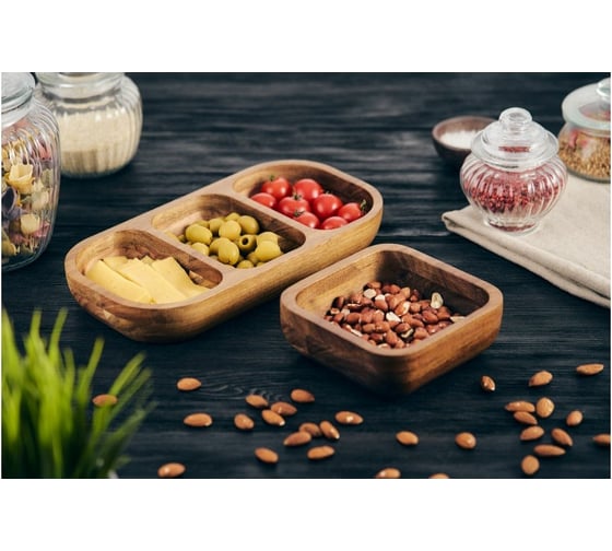 Блюдо Walmer ORGANIC овальное, 3 отделения, 31x16 см W37000934