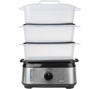 Пароварка Centek 9 л 1050 Вт, стальной корпус, таймер 60 мин, 3 контейнера, чаша для риса CT-1458