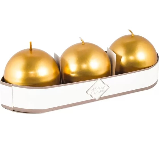 Свеча MIR LIGHT HorizonCandle шар, d 60 мм, 3 шт в упаковке, золотая СС-269072