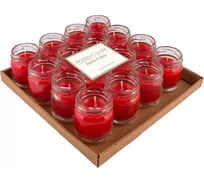 Свеча MIR LIGHT HorizonCandle в стекле, h 45 мм, d 50 мм, 16 шт в упаковке, красная, клубника СС-100599