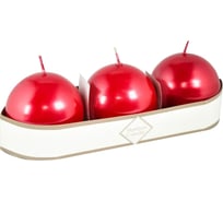 Свеча MIR LIGHT HorizonCandle шар, d 60 мм, 3 шт в упаковке, красная, металлик СС-269102