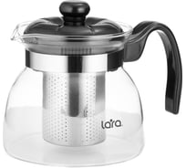 Заварочный чайник Lara 750 мл, боросиликатное стекло, стальной фильтр, отделка хром LR06-08