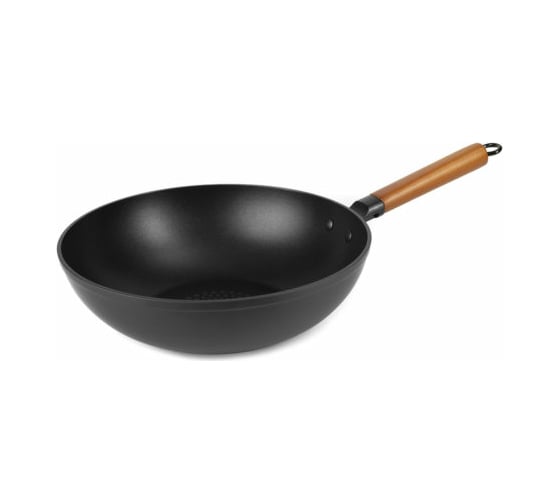 Сковорода Lara WOK АЗИЯ 28x8.5 см, деревянная ручка, индукционное дно LR01-65-28