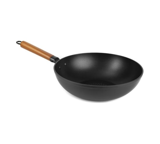 Сковорода Lara WOK АЗИЯ 28x8.5 см, деревянная ручка, индукционное дно LR01-65-28