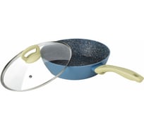 Сковорода Lara SANTORINI WOK 20 см, 1.3 л Granit, индукционное дно, крышка, ручка soft touch LR01-12-20