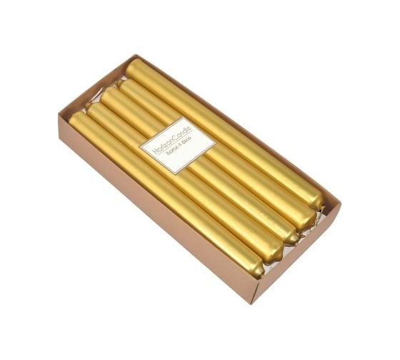 Цилиндрическая свеча MIR LIGHT HorizonCandle h 230 мм, d 20 мм, 10 шт в упаковке, золотая СС-66684