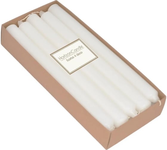 Цилиндрическая свеча MIR LIGHT HorizonCandle h 230 мм, d 20 мм, 10 шт в упаковке, белая СС-66622