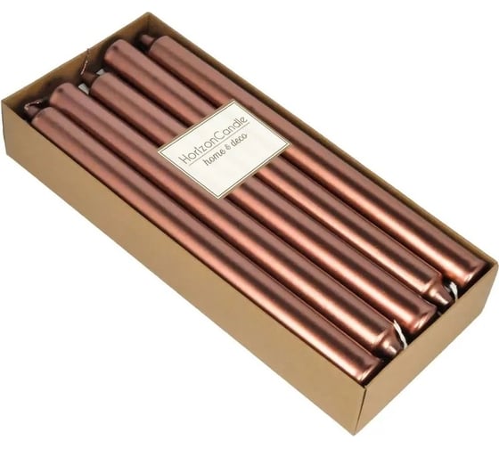 Цилиндрическая свеча MIR LIGHT HorizonCandle h 230 мм, d 20 мм, 10 шт в упаковке, медная СС-66714