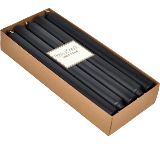 Цилиндрическая свеча MIR LIGHT HorizonCandle h 230 мм, d 20 мм, 10 шт в упаковке, черная СС-66615 1