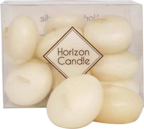 Плавающая свеча MIR LIGHT HorizonCandle ЭКОНОМ h 20 мм, d 40 мм, 14 шт в упаковке, бежевая СС-78211