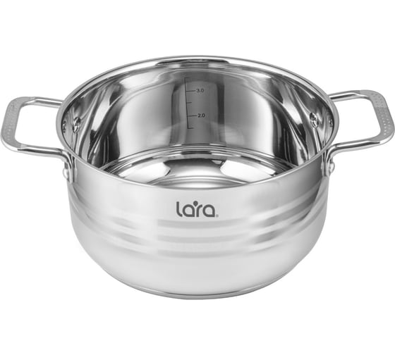 Кастрюля Lara STANDART нержавеющая сталь 4.0 л 22x11.5 см капсулированное индукционное дно, крышка LR02-04