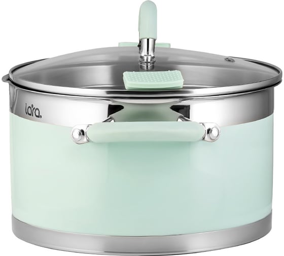 Кастрюля Lara MINT нержавеющая сталь 16x9 см, 1.7 л, носик, индукционное дно, крышка с бортом LR02-540
