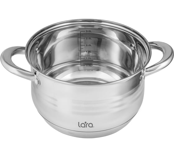 Кастрюля Lara SONATA нержавеющая сталь 18x11.5 см 2.9 л капсулированное индукционное дно, комбо-полировка, крышка LR02-581