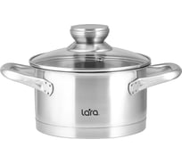Кастрюля Lara DYNASTY нержавеющая сталь 3.4 л 20x11 см, прямое капсулированное дно, полые ручки, крышка, шкала LR02-432