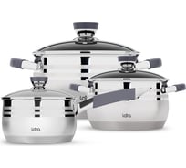 Набор посуды Lara MERCURY 6 предметов, кастрюли 2.9 л + 4.9 л + сотейник 2.1 л - LR03-47 LR02-122