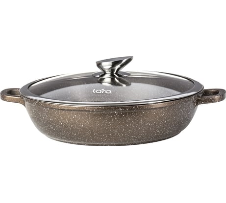 Сотейник Lara Rio CHOCO 24x7.5 см, 2.9 л, мрамор, капсулированное индукционное дно, крышка LR02-211 CHOCO