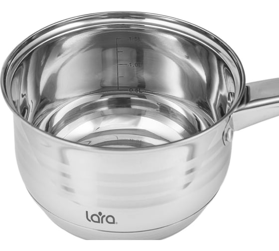 Сотейник Lara SONATA нержавеющая сталь 16x10.5 см, 2.1 л, 7-ступенчатое дно, комбо-полировка, крышка LR03-11