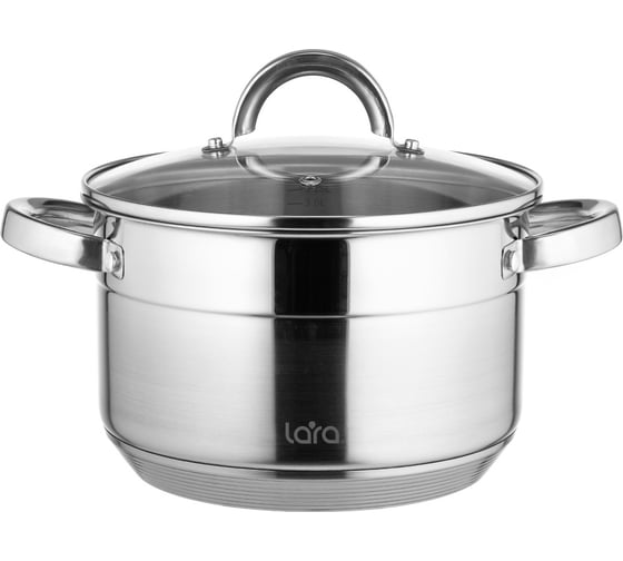 Кастрюля Lara AURORA нержавеющая сталь 10.5x16 см, 2.0 л, стальные ручки, капсулированное индукционное дно, крышка LR02-400 1