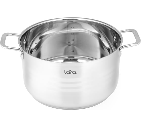 Кастрюля Lara STANDART нержавеющая сталь 4.0 л 22x11.5 см капсулированное индукционное дно, матовая полировка, крышка LR02-041