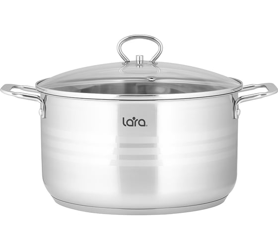 Кастрюля Lara STANDART нержавеющая сталь 7.1 л 26x14.5 см капсулированное индукционное дно, матовая полировка, крышка LR02-061 1