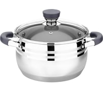 Кастрюля Lara MERCURY нержавеющая сталь 18 см, 2.9 л, стальные ручки, капсулированное индукционное дно, жаропрочная крышка LR02-471