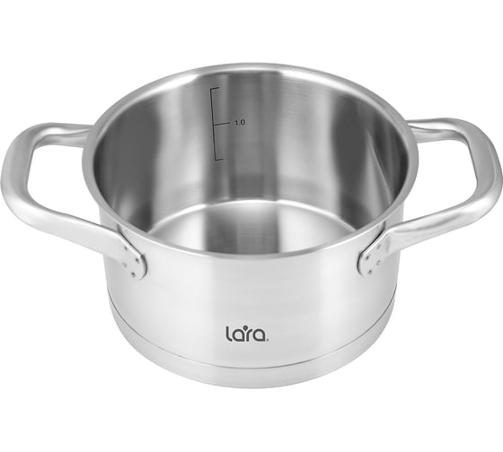 Кастрюля Lara DYNASTY нержавеющая сталь 4.4 л 22x12 см прямое капсулированное дно, полые ручки, крышка, шкала LR02-433