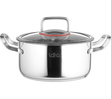 Кастрюля Lara Prima нержавеющая сталь 16x7.5 см, 1.5 л, литые ручки, капсулированное индукционное дно, стеклянная крышка LR02-500