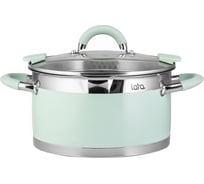 Кастрюля Lara MINT нержавеющая сталь 24x13 см, 5.7 л, носик, индукционное дно, крышка с бортом LR02-544