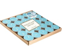 Чайная плавающая свеча MIR LIGHT HorizonCandle h 14 мм, d 37 мм, 25 шт в упаковке, гильза, на 3 часа горения, голубая, морской бриз СС-22501