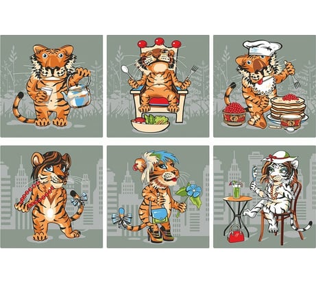 Подставка под горячее МУЛЬТИДОМ Тигр Кайфолов размер 14x14 см 6 дизайнов MT88-405