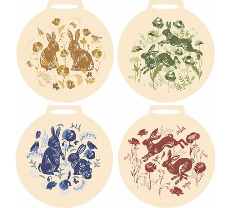 Разделочная доска МУЛЬТИДОМ Зайцы на лужайке диаметр 26 см 4 дизайна MT88-441