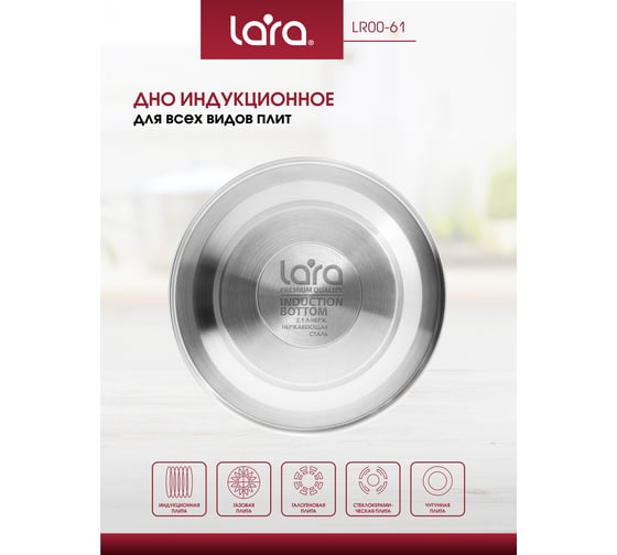 Чайник Lara матовый 2.1 л, индукционное капсулированное дно, нейлоновая ручка Soft Touch LR00-61