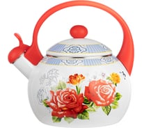 Чайник Lara RED эмаль 2.2 л, индукционное дно, свисток, автоподъем крышки LR00-20 RED