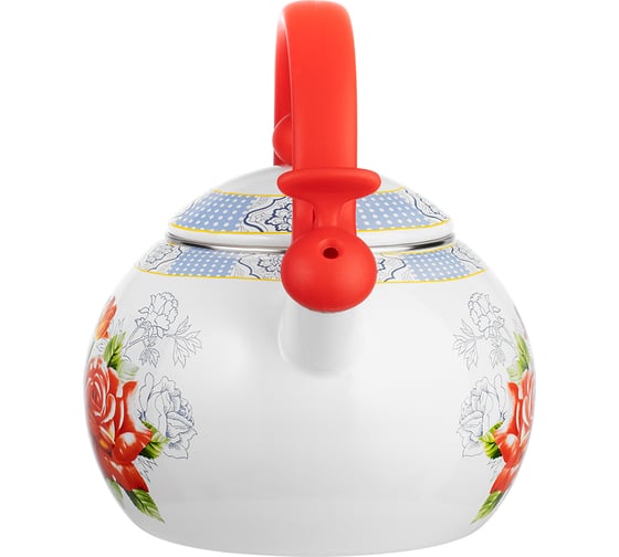 Чайник Lara RED эмаль 2.2 л, индукционное дно, свисток, автоподъем крышки LR00-20 RED