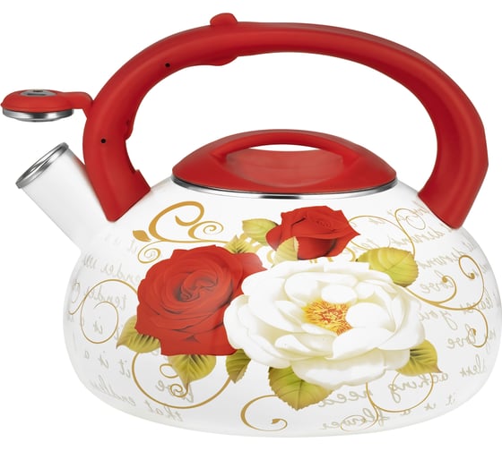 Чайник Lara эмаль 3.0 л, индукционное дно, свисток, автоподъем крышки LR00-28 1