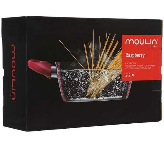 Кастрюля Moulinvilla Raspberry с антипригарным покрытием 2,2 л со стеклянной крышкой, индукция RBC-20-I