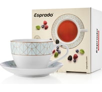Чайная пара Esprado Mosaica Mint 315 мл/14,5 см, костяной фарфор MSM031ME303